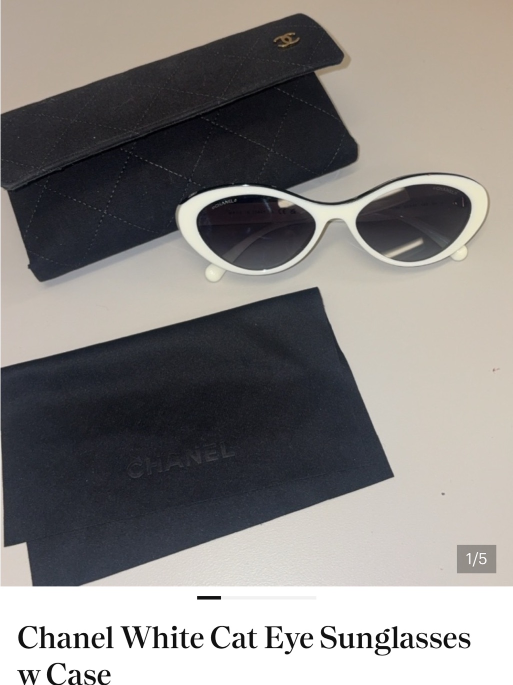 Chanel White Cat-Eye Sunglasses With Gradient Lenses